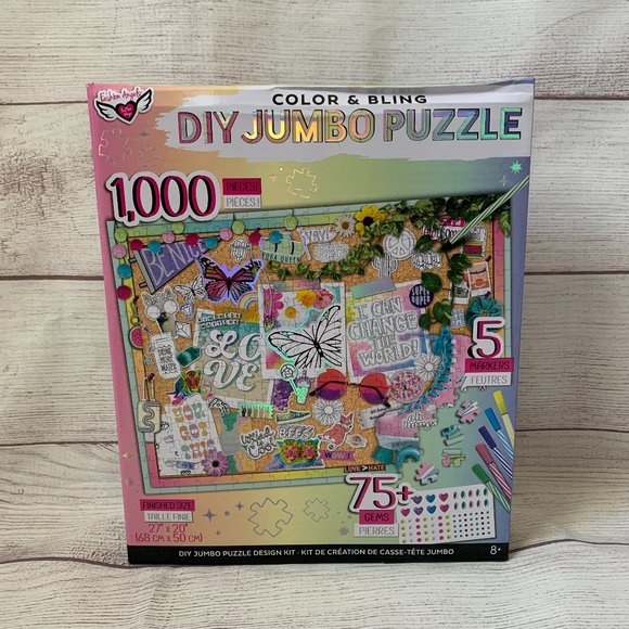 DIY Jumbo Puzzle Design Kit Markers Gems 1,000 Piece Color Craft Puzzle 27x20" - Picture 1 of 12